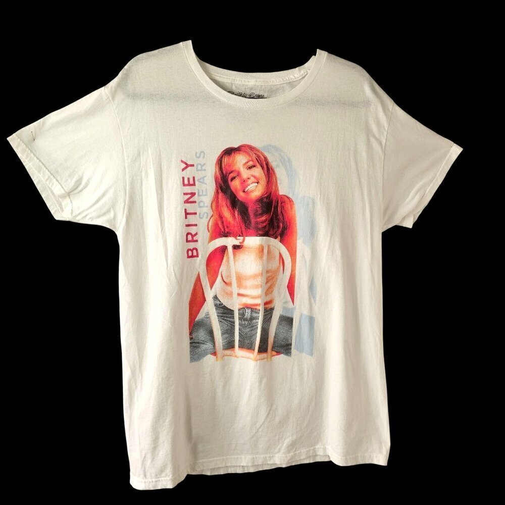 Britney Spears Graphic T-Shirt White Women L 100% Cotton Short Sleeves Crew Neck